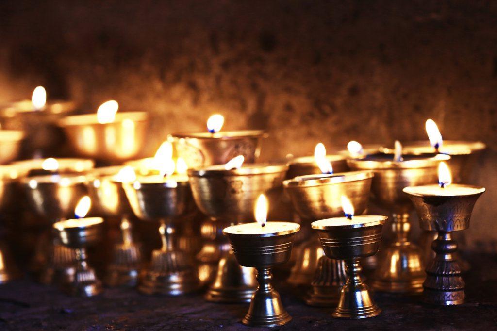 candles in a buddhist temple